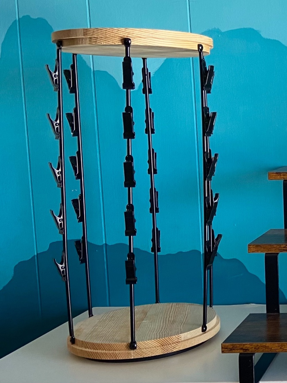 Rotating Display Stand with Clips